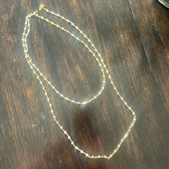 Alaina gold toned crystal long necklace - Picture 2 of 3